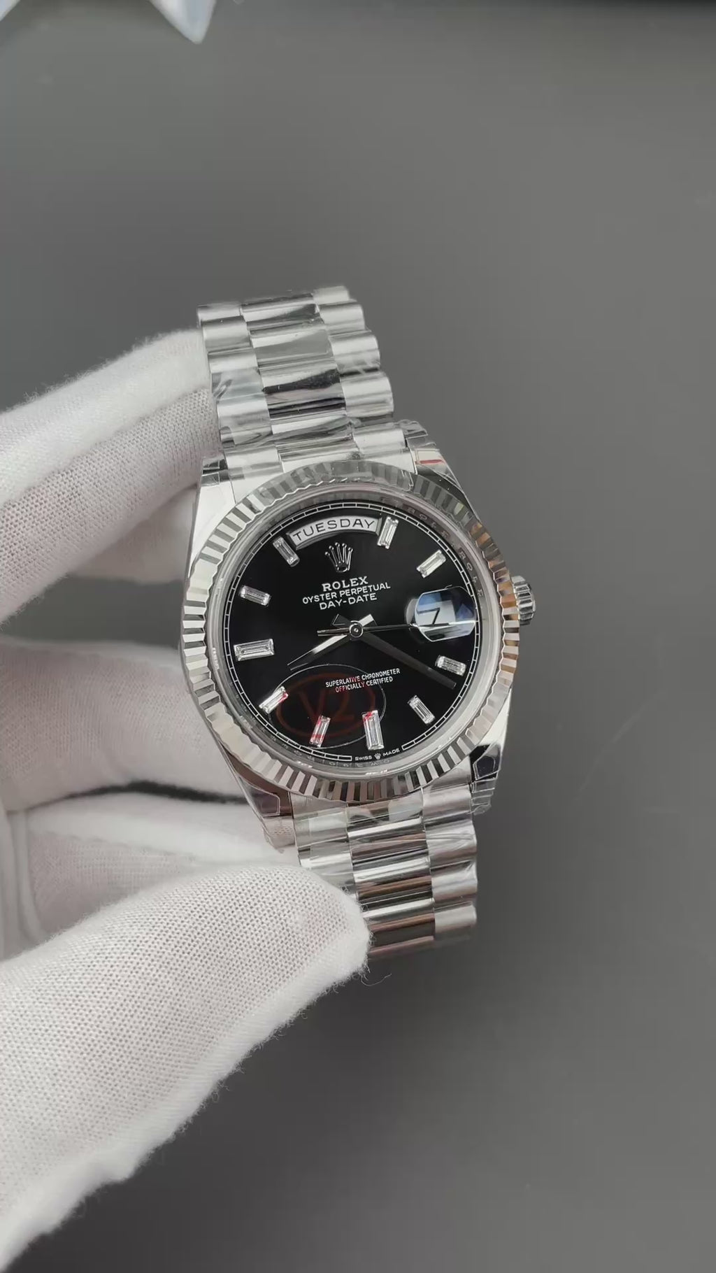 Rolex Weekly Diary Platinum Black Rock Candy