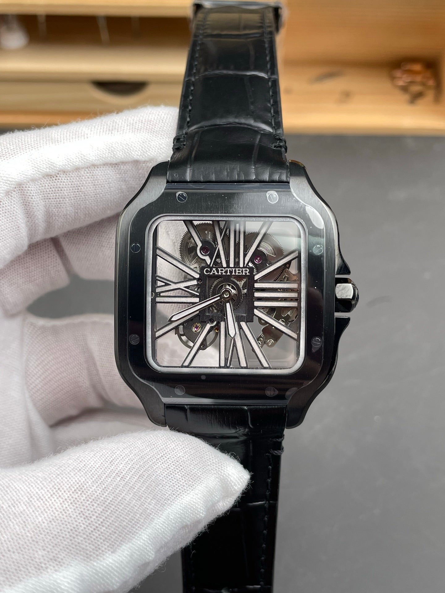 Cartier/Santos de Cartier hollowed out wristwatch