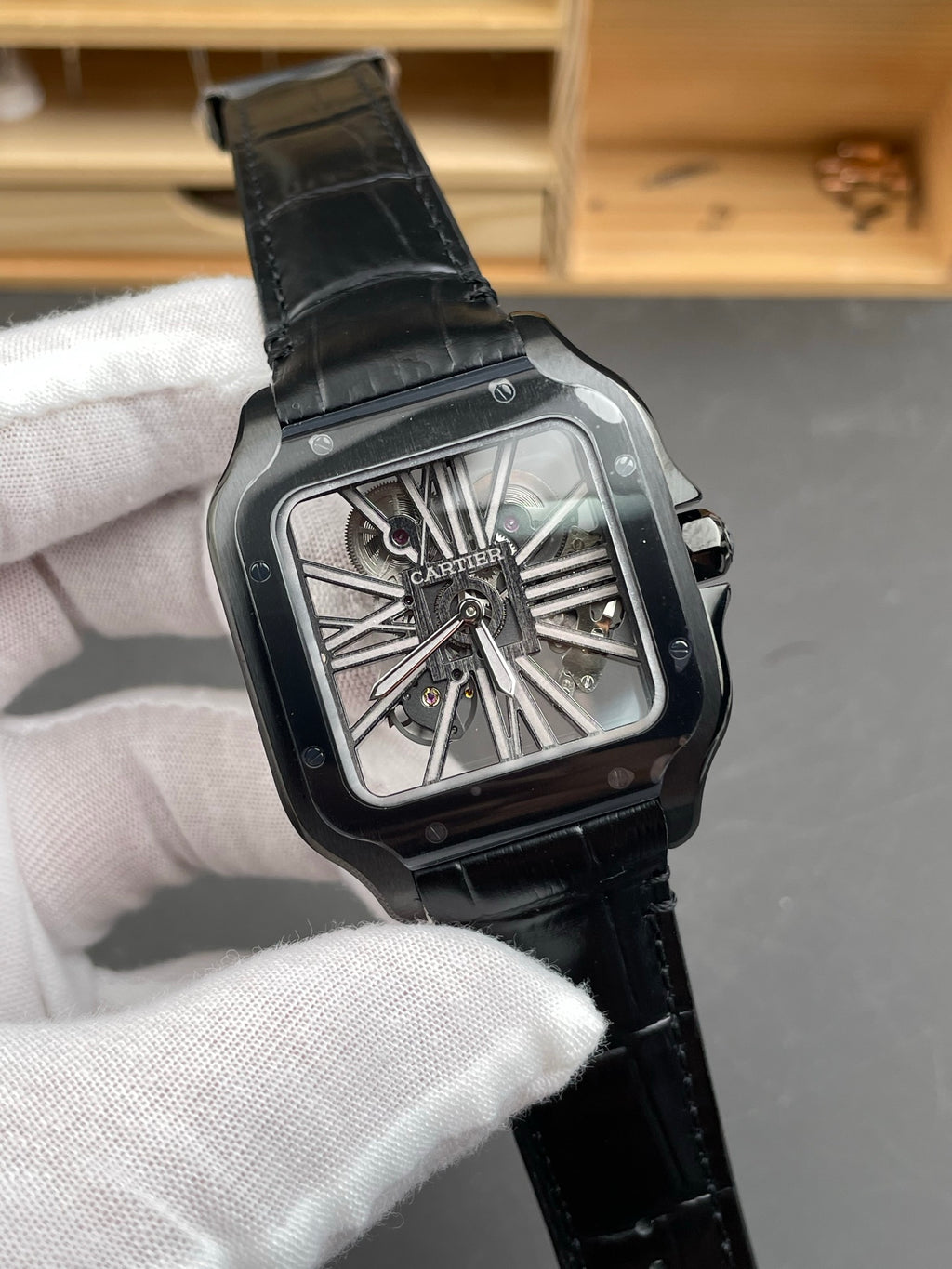 Cartier/Santos de Cartier hollowed out wristwatch