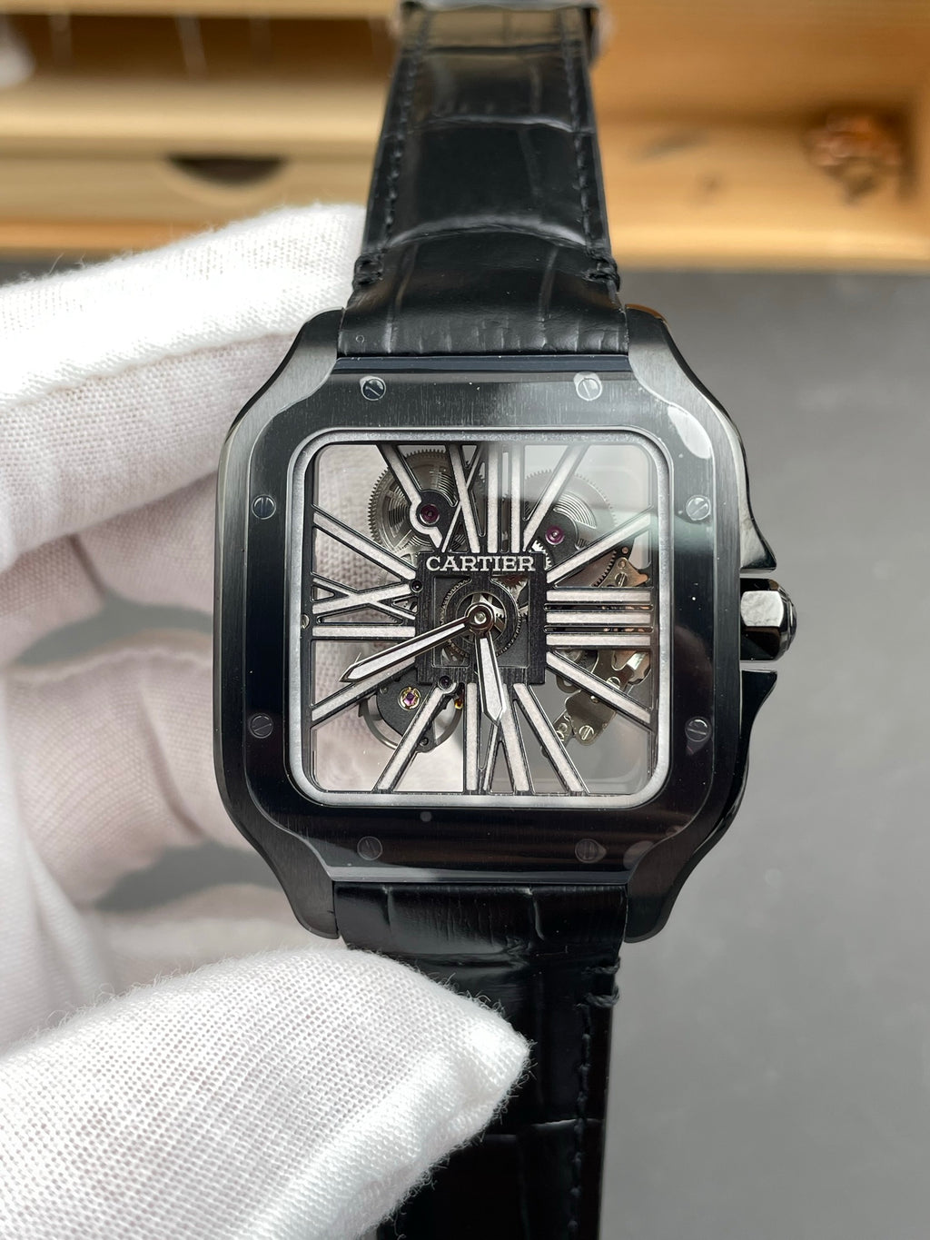 Cartier/Santos de Cartier hollowed out wristwatch