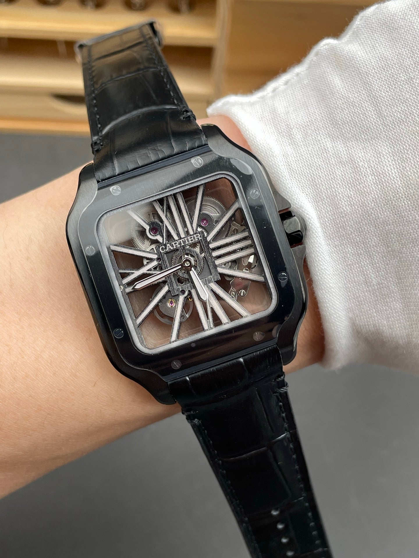 Cartier/Santos de Cartier hollowed out wristwatch