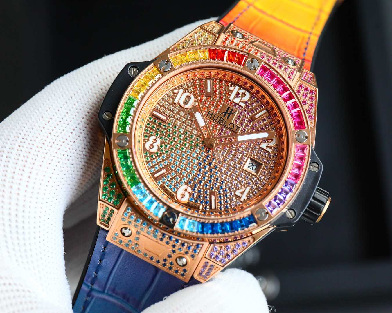 Hublot Big Bang Stainless Steel Rainbow Diamond Watch