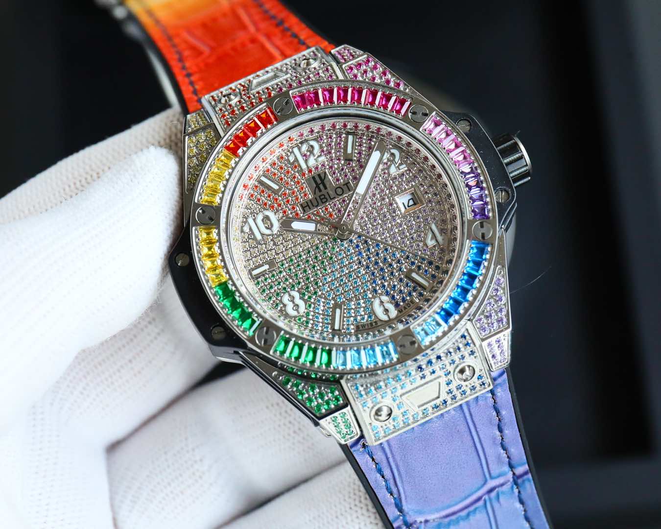 Hublot Big Bang Stainless Steel Rainbow Diamond Watch