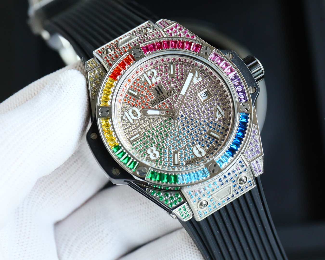 Hublot Big Bang Stainless Steel Rainbow Diamond Watch