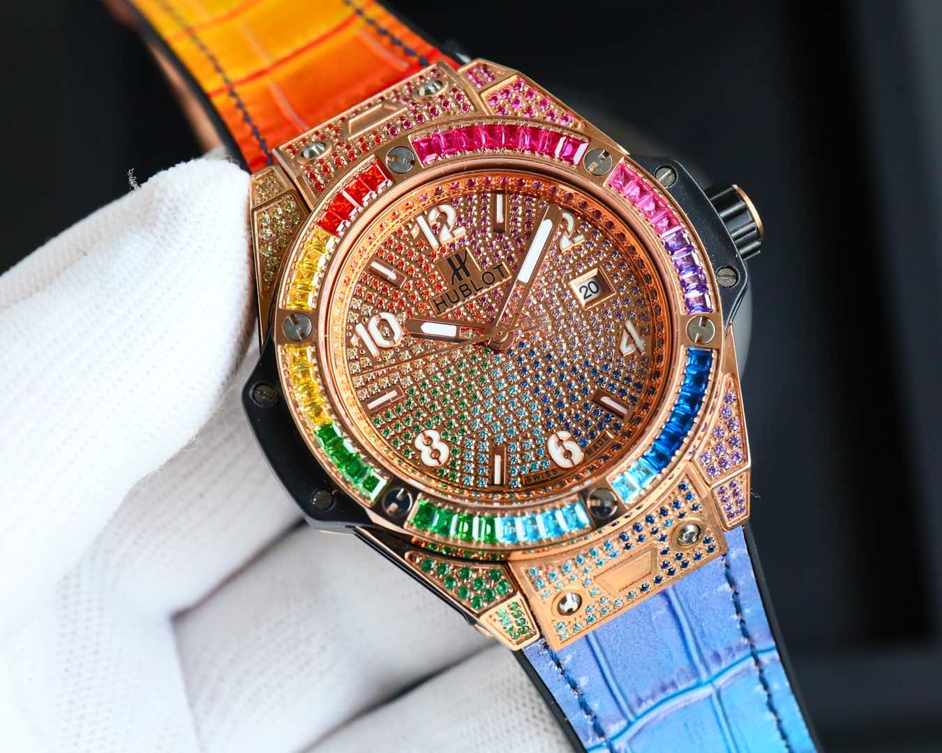 Hublot Big Bang Stainless Steel Rainbow Diamond Watch