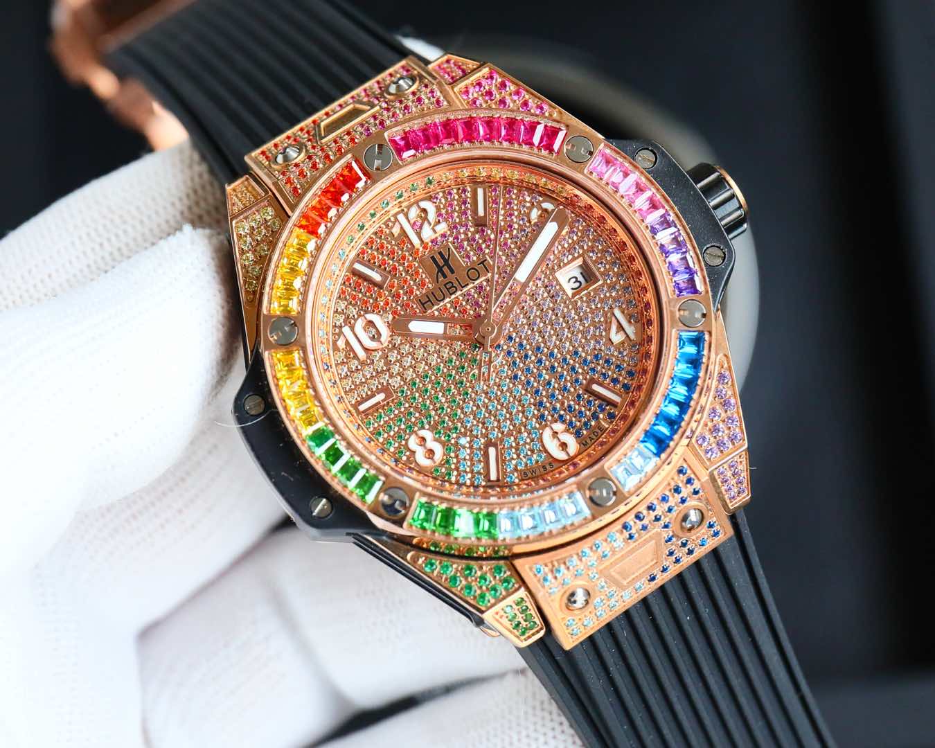 Hublot Big Bang Stainless Steel Rainbow Diamond Watch