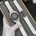 HUBLOT Big Bang White Ceramic T-Square Rainbow Drill Ring