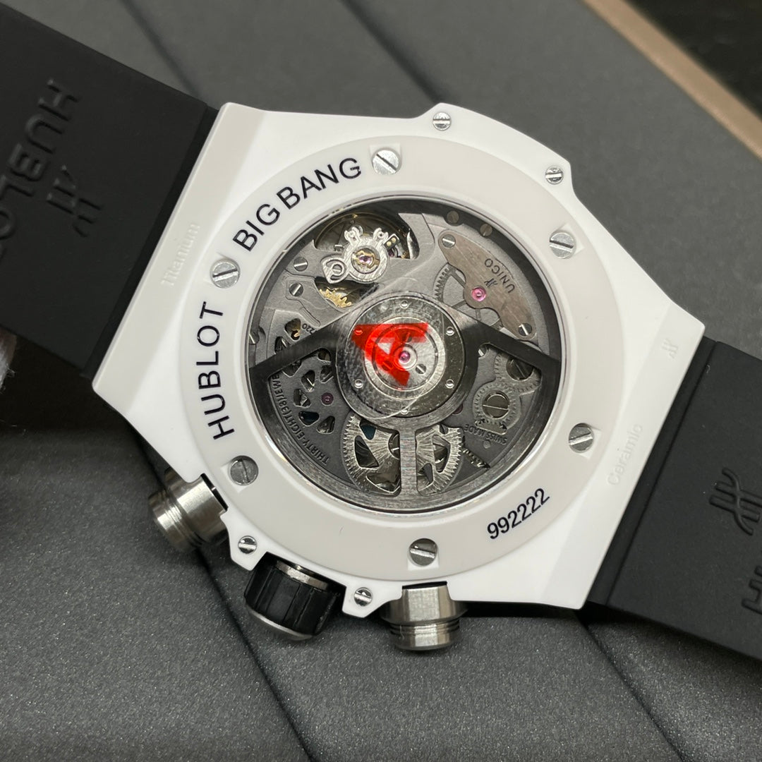 HUBLOT Big Bang White Ceramic T-Square Rainbow Drill Ring