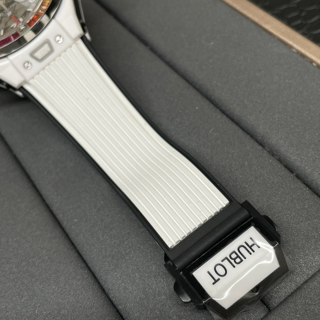HUBLOT Big Bang White Ceramic T-Square Rainbow Drill Ring