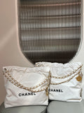 22Bag white with black buckle, top-quality original calf leather