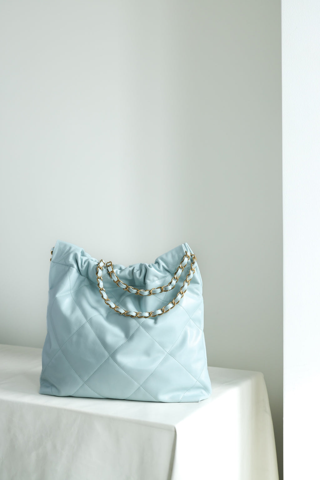 Classic 22 Handbag Haze Cream Blue ZP Leather Shipment