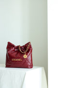 Classic 22 Handbag Wine Red Gold Buckle Small ZP Leather
