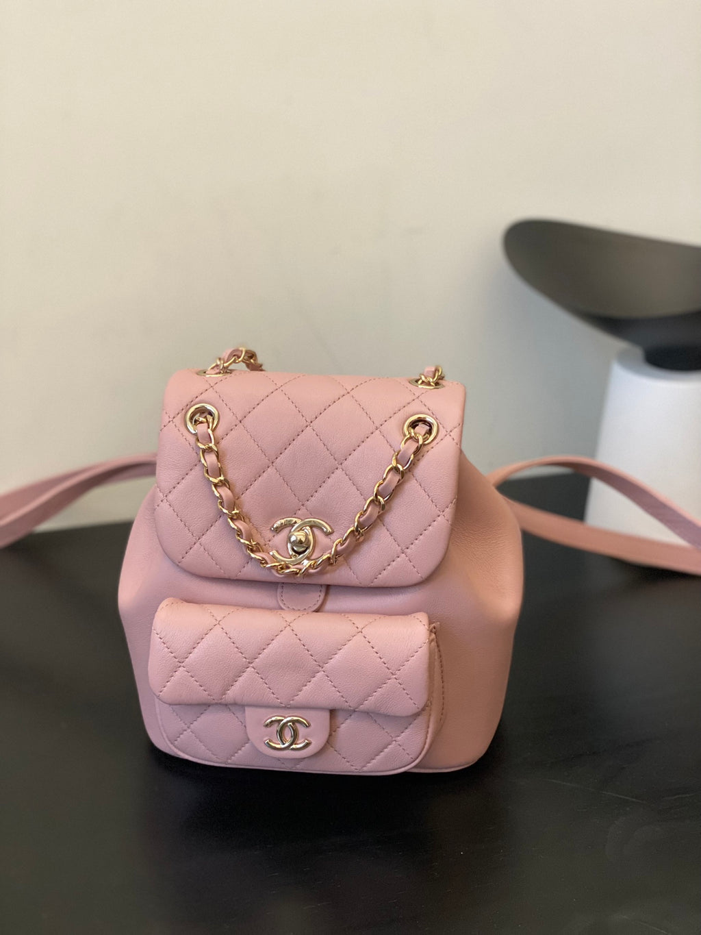 24P DUMA Pink Leather Backpack