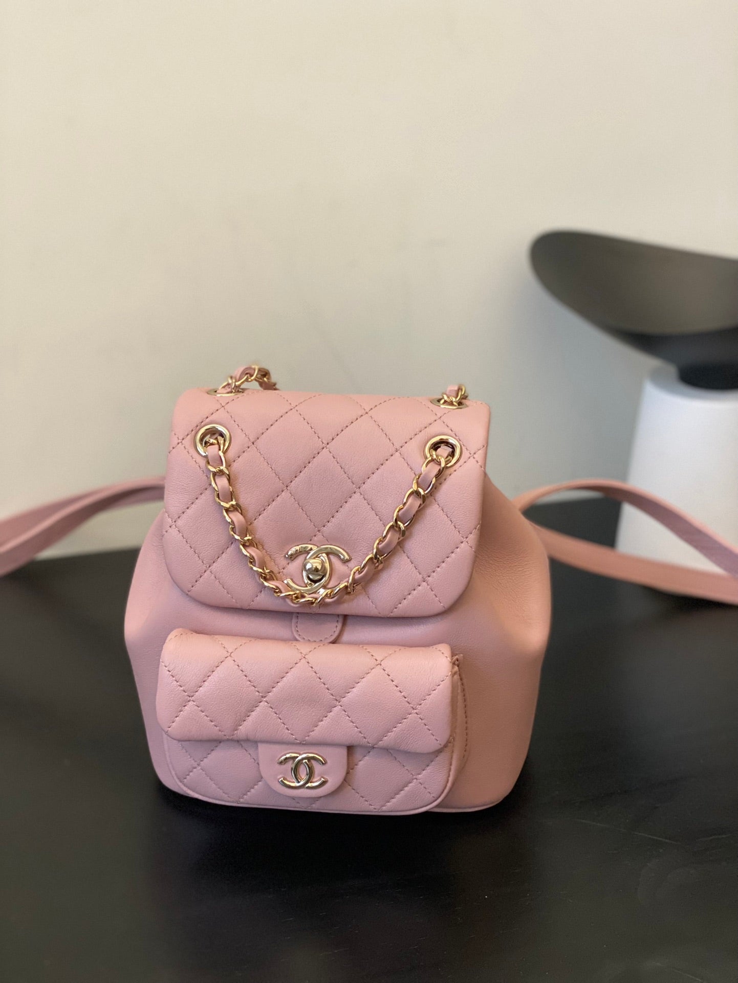 24P DUMA Pink Leather Backpack