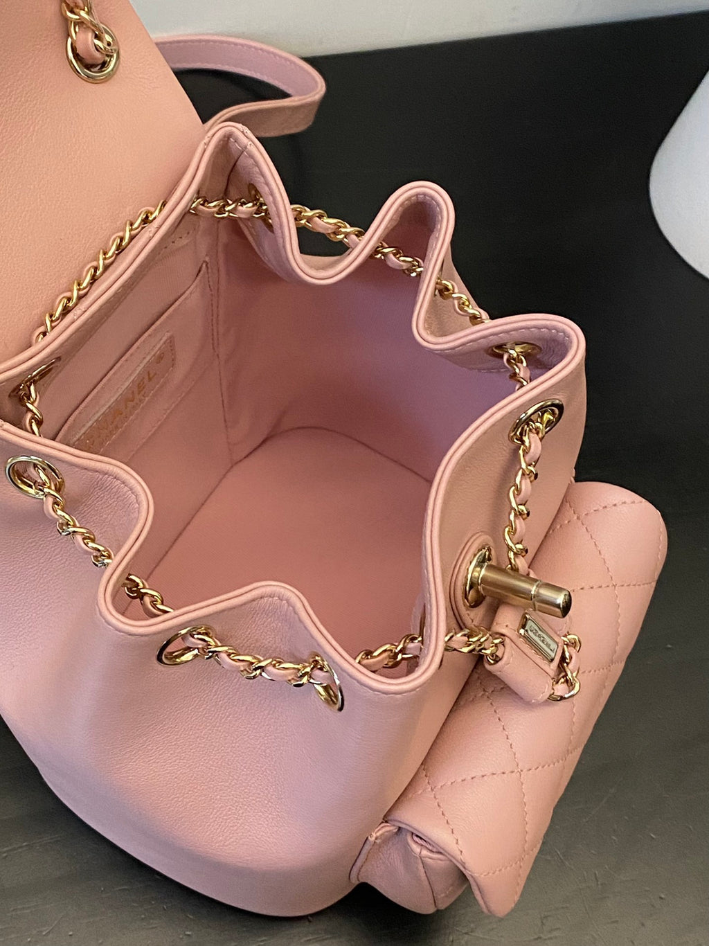 24P DUMA Pink Leather Backpack