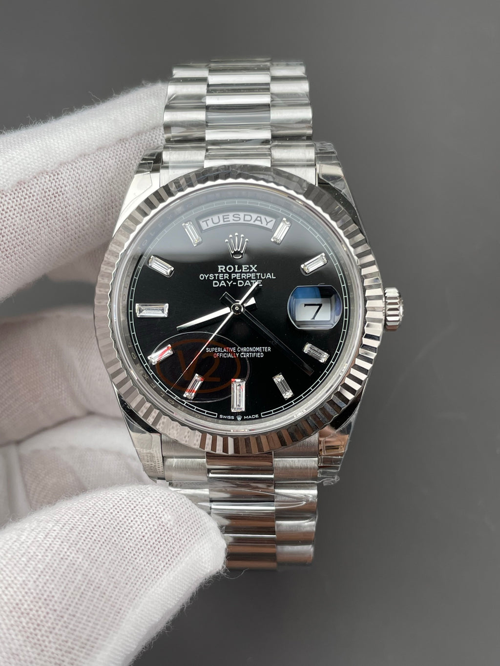 Rolex Weekly Diary Platinum Black Rock Candy
