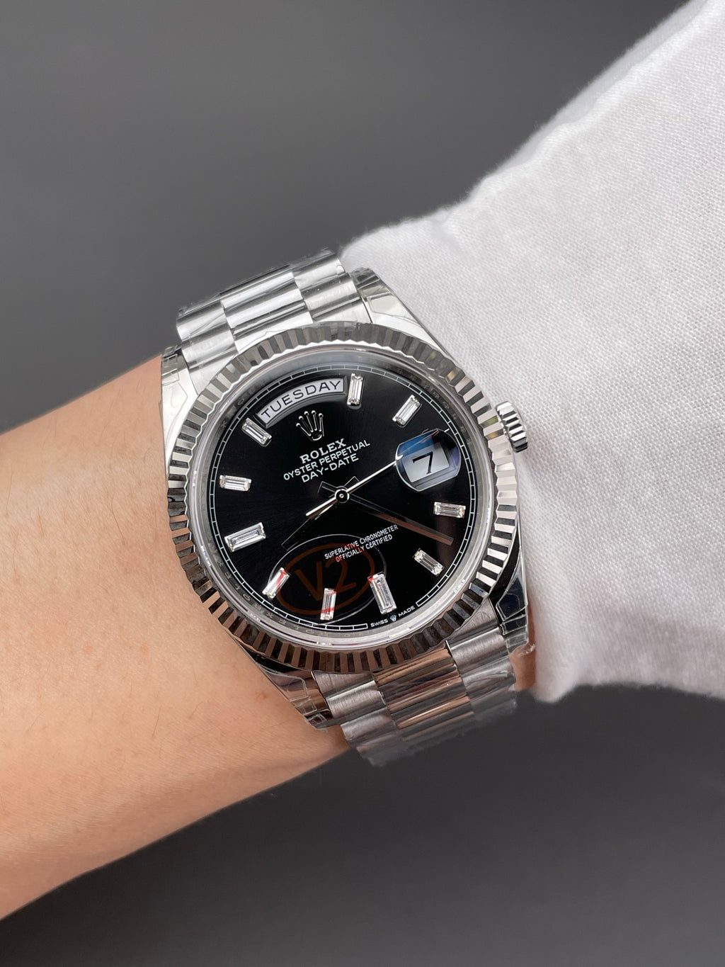 Rolex Weekly Diary Platinum Black Rock Candy